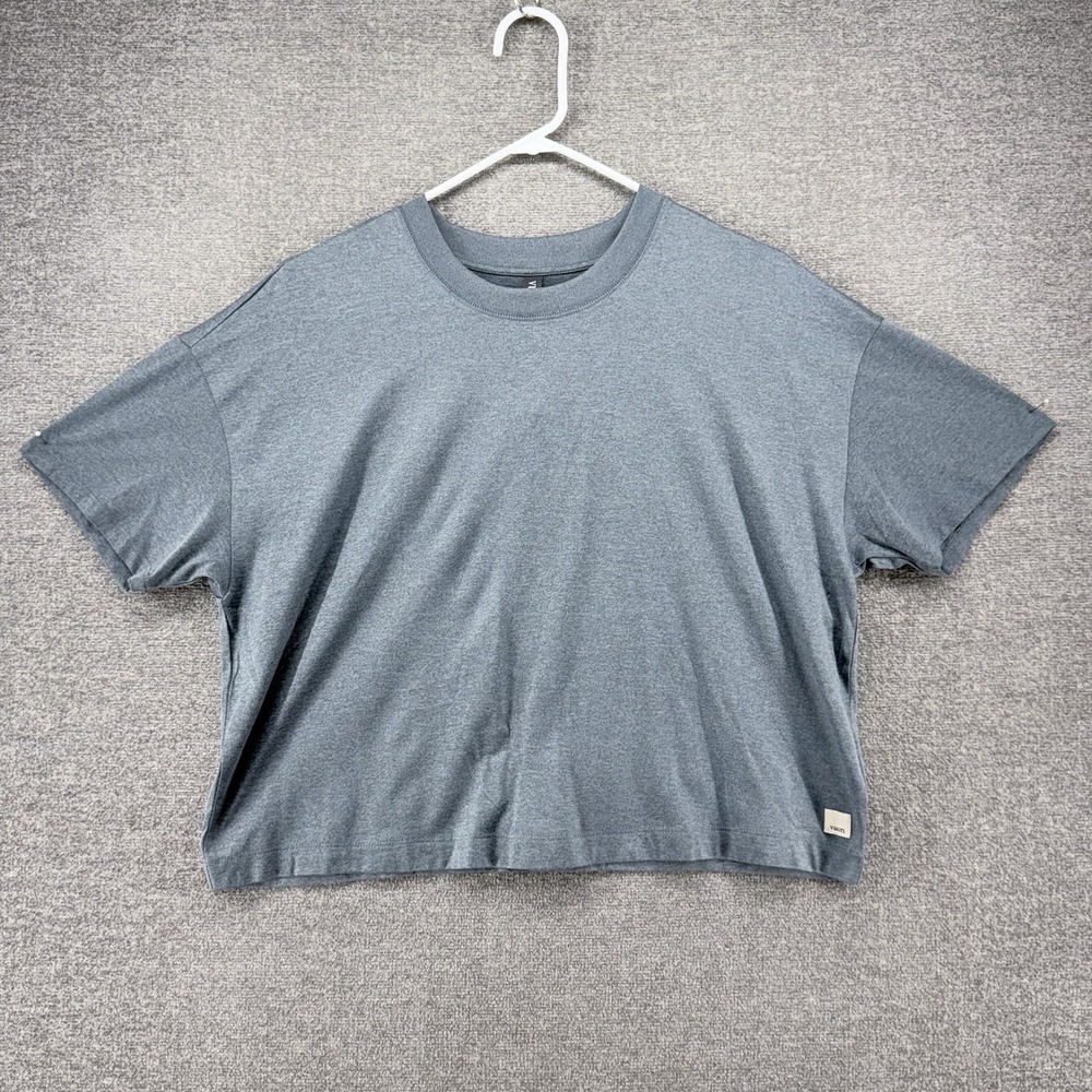 Vuori Energy Tee Women Size Medium Blue Teal Short Sleeve Cropped Activewear